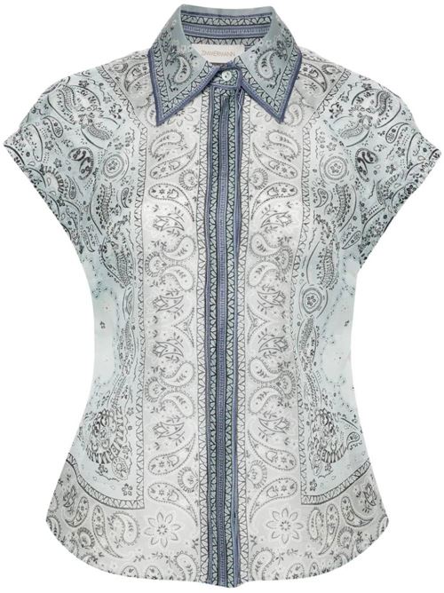 Top in organza di misto lino-seta Zimmermann | 9161TMATBLU BANDANA